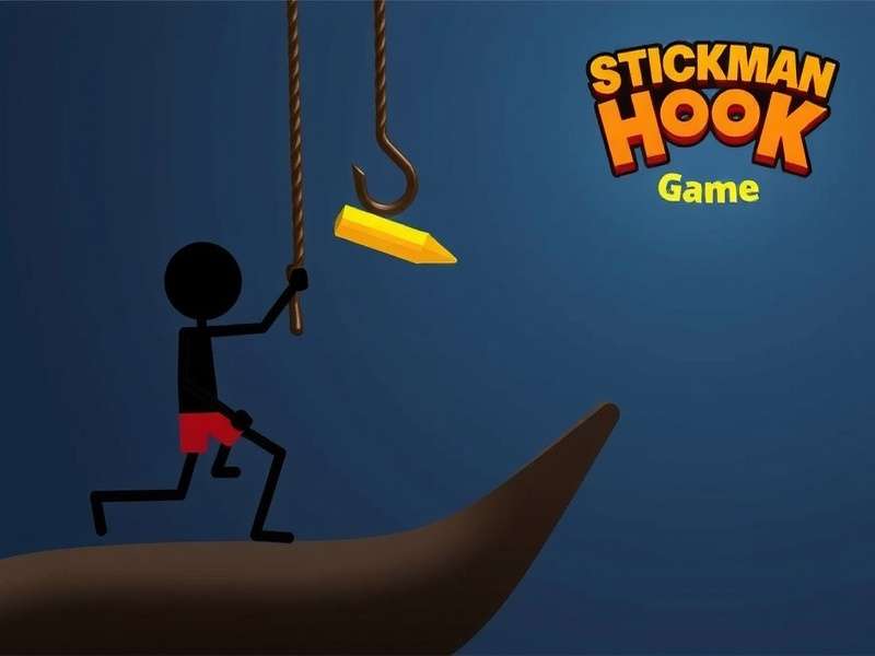 Stickman Hook Game gameplay screenshot showing character swinging
