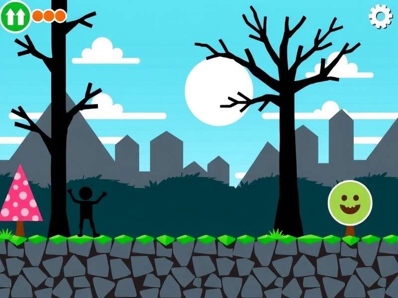 Stickman Hook character swinging with grappling hook in mid-air