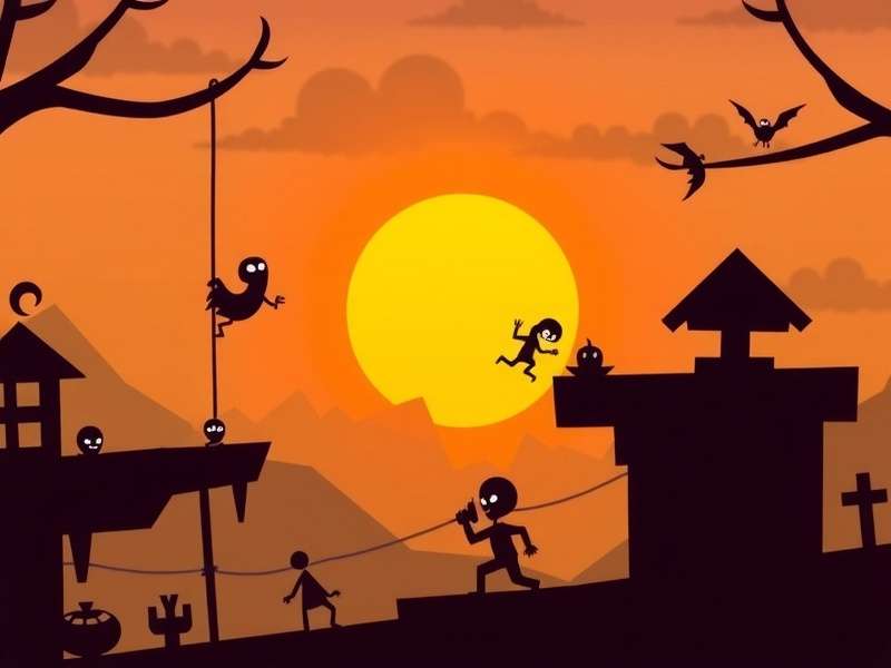 Stickman Hook gameplay screenshot showing a stickman swinging with a grappling hook