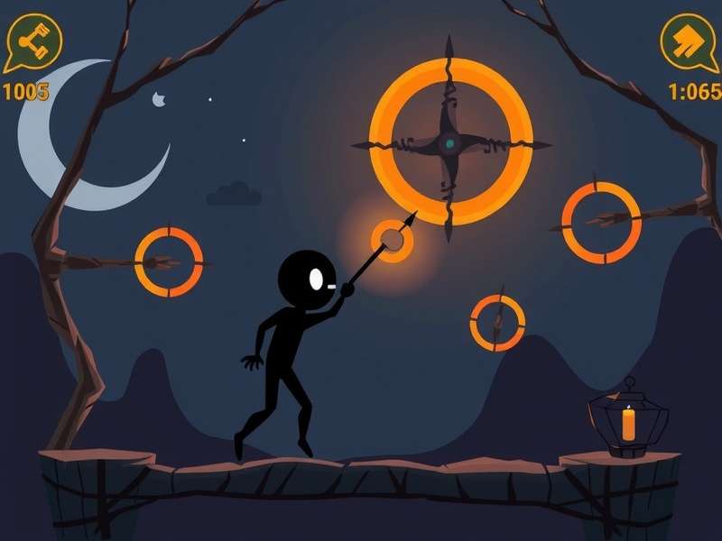 Stickman Hook gameplay showing a stickman swinging between platforms