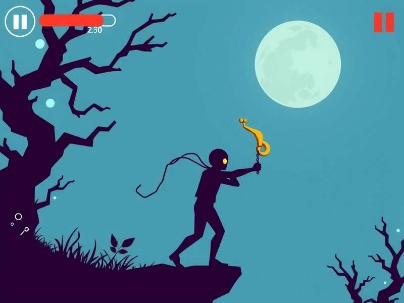 Stickman Hook Online gameplay showing character swinging between platforms