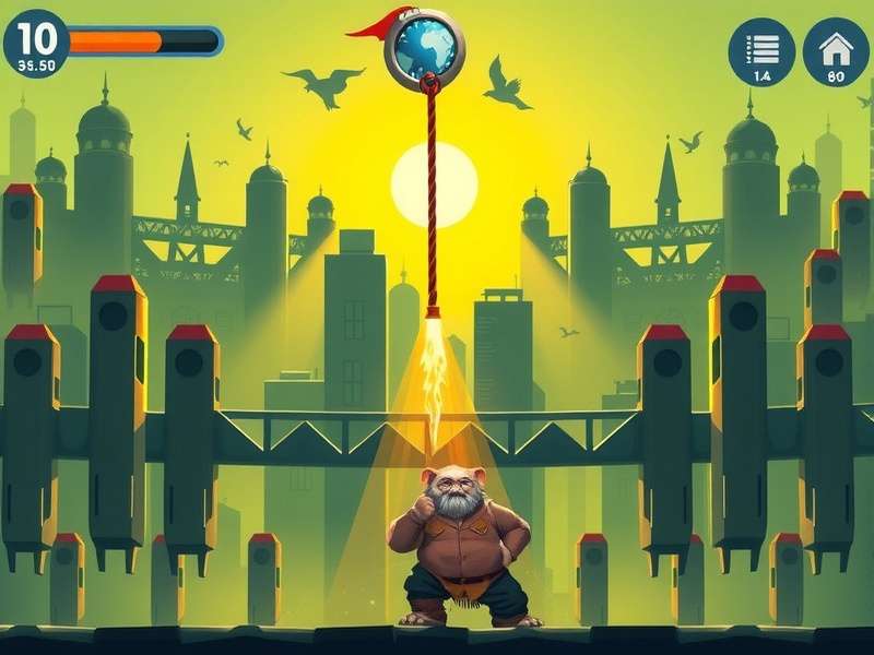 Stickman Hook gameplay showing a stick figure swinging with a grappling hook