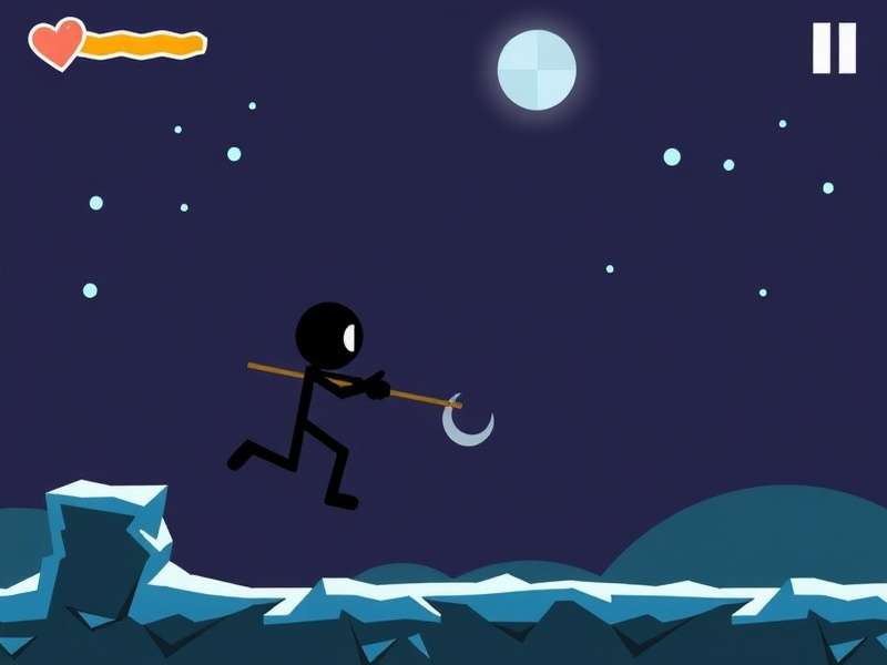 Stickman Hook gameplay screenshot showing character swinging between platforms