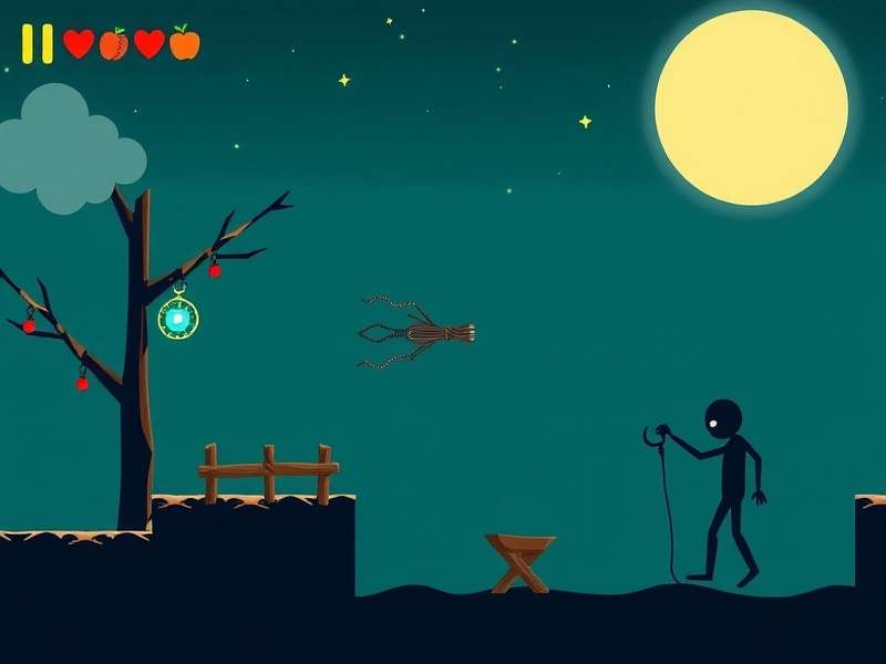 Stickman Hook gameplay screenshot showing a stickman swinging through a complex level