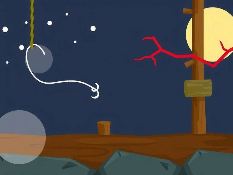 Stickman Hook gameplay screenshot showing a stickman swinging through levels
