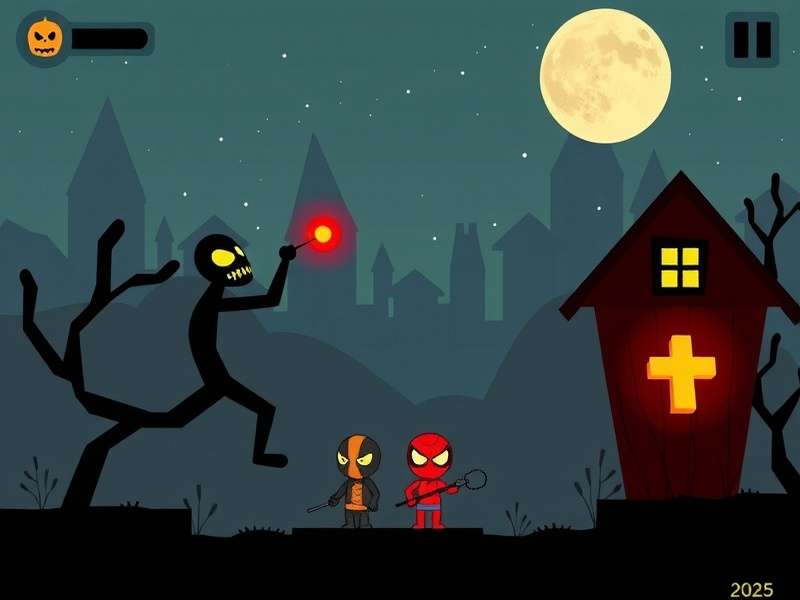 Stickman Hook 2025 gameplay screenshot showing new neon city level
