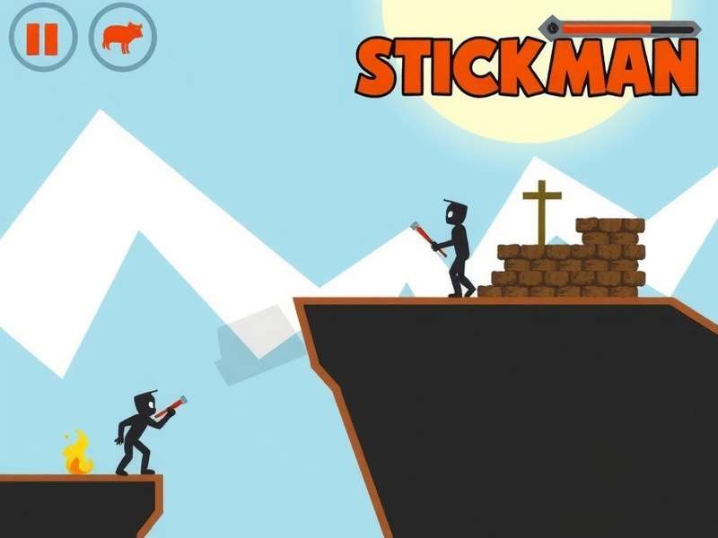 Stickman Hook character mid-swing in a colorful level