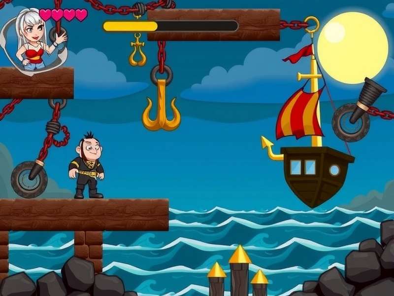 Hook Man Stickman Hook gameplay screenshot showing character swinging between platforms