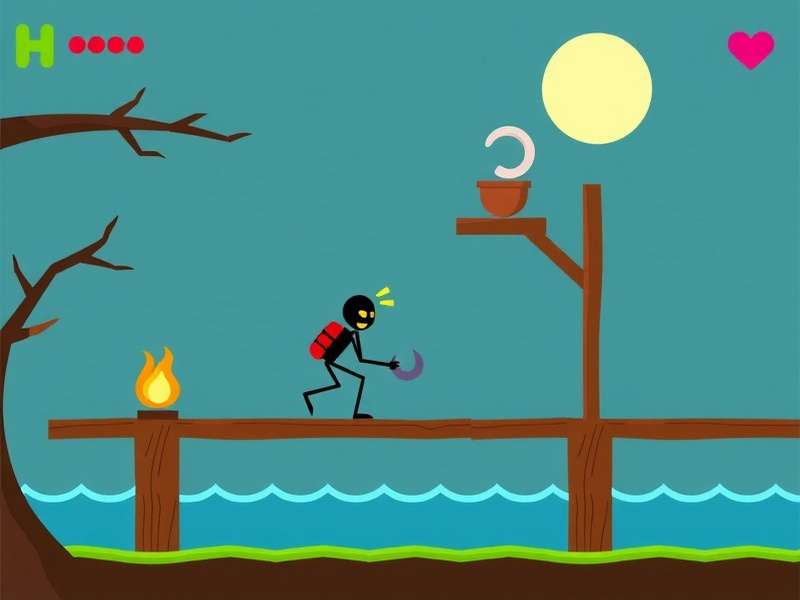 Stickman Hook gameplay showing character swinging with grappling hook