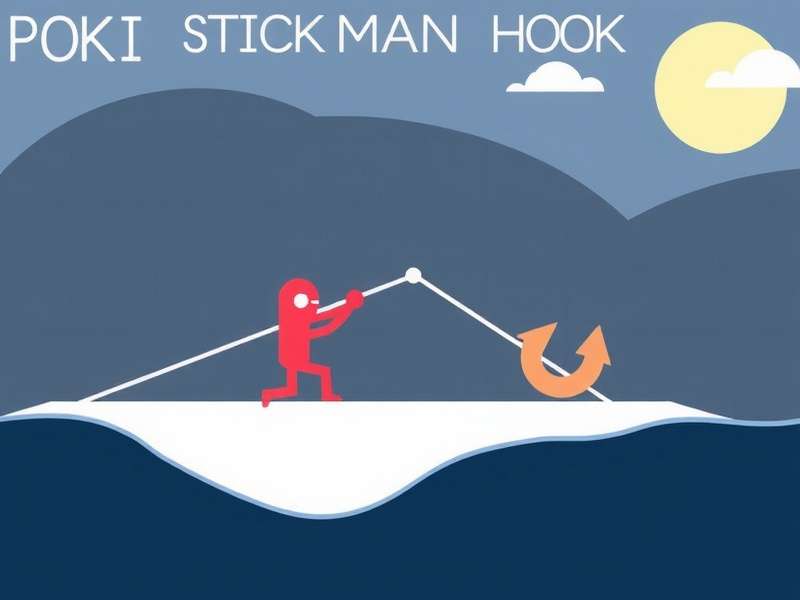 Stickman Hook gameplay screenshot showing the stickman swinging through a complex level
