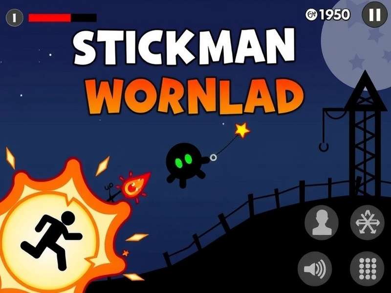 Stickman Hook gameplay screenshot showing stickman character swinging through challenging level
