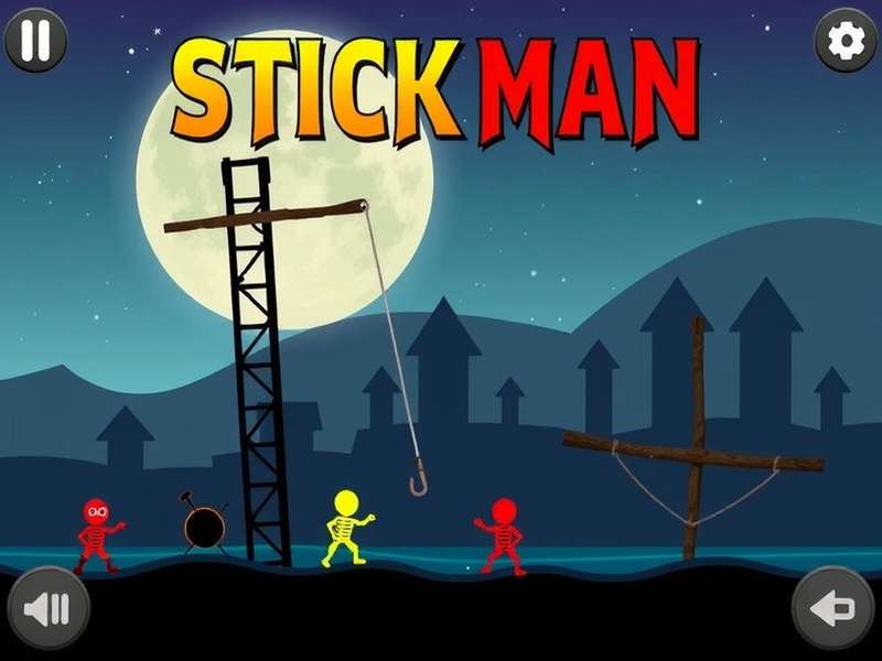 Complex Stickman Hook level with spinning blades and moving platforms