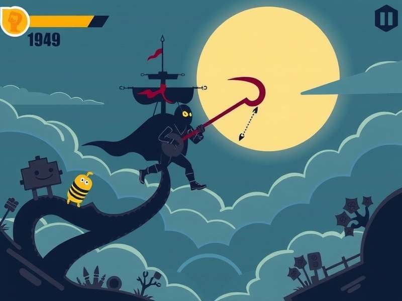 Gameplay screenshot of Stickman Hook showing a stickman swinging over spikes