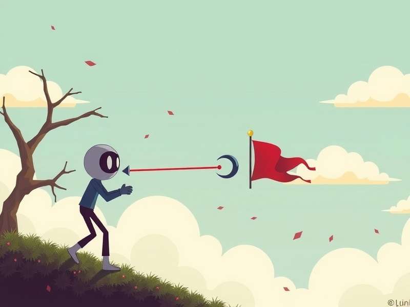 Stickman Hook gameplay screenshot showing character swinging through a neon city