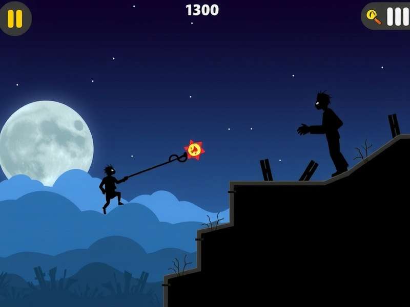Stickman Hook 3 gameplay showing character swinging through challenging level
