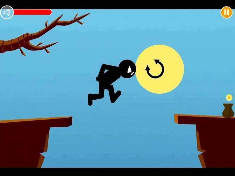 Stickman Hook Gameplay screenshot showing the stickman swinging between two points