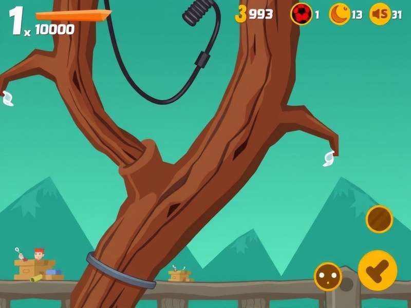 Gameplay screenshot of Stickman Hook Level 10000 showing complex obstacles