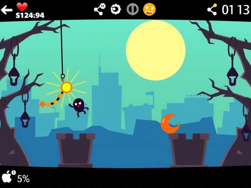 Stickman Hook character swinging with a grappling hook on OpenProcessing platform