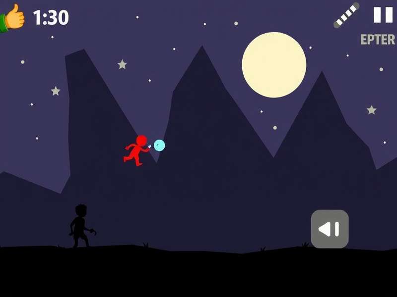 Stickman Hook gameplay on Poki showing a stickman swinging between blue and red platforms
