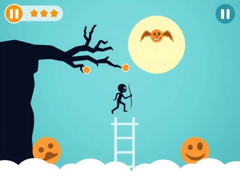 Stickman Hook character swinging through a complex level with grapple hook