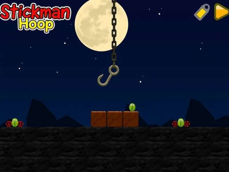 Stickman Hook gameplay screenshot showing swinging mechanics