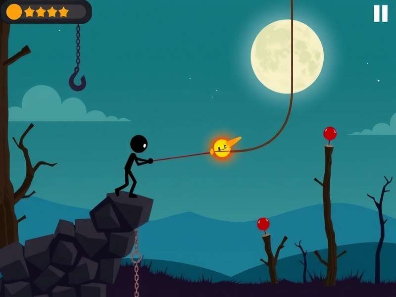 Stickman Hook character mid-swing in a colorful level