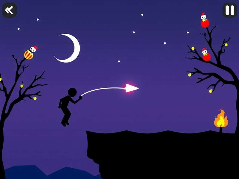 Stickman Hook level map showing optimal grapple paths