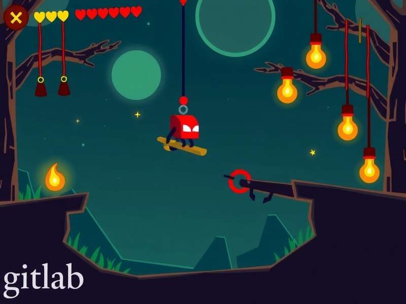 Stickman Hook Gitlab gameplay screenshot showing a stickman swinging with a hook