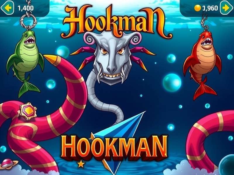 Hookman (Stickman) using his hook to swing across a neon-drenched city canyon