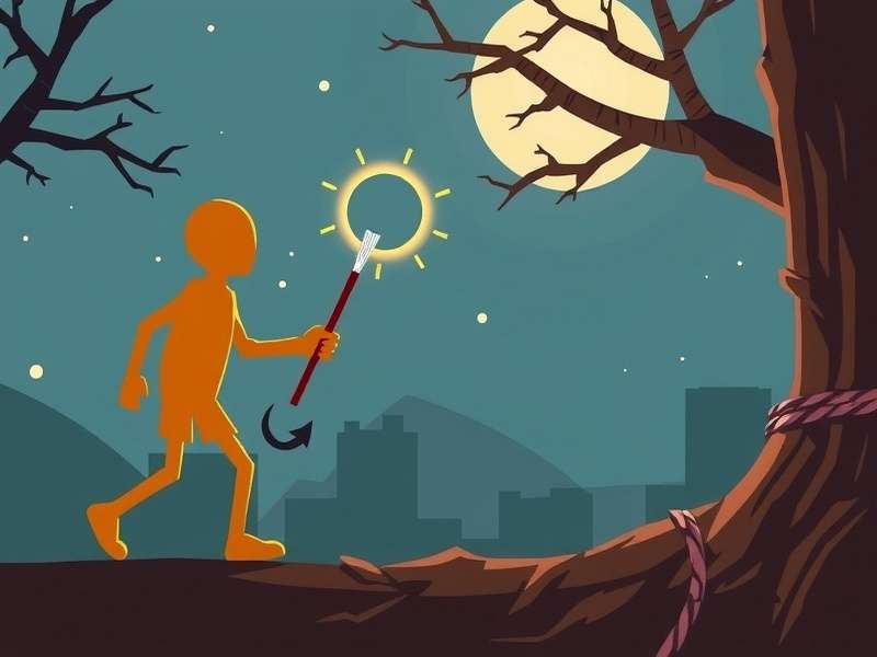 Stickman Hook Scratch gameplay screenshot showing a stickman swinging with a rope