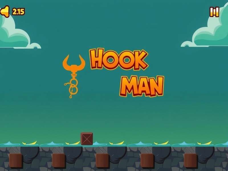 Stickman Hook character swinging between platforms with a grappling hook