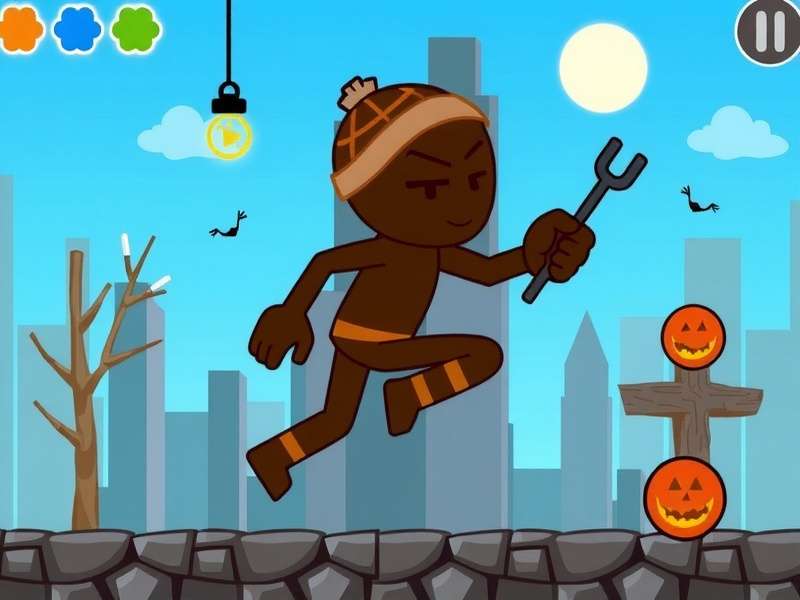 Stickman Hook gameplay illustration showing the core swinging mechanic with a stickman attached to a hook point