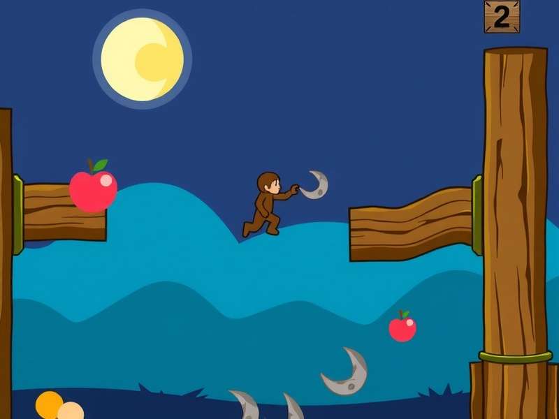 Stick Man Hook gameplay illustration showing a stickman swinging on a rope against a dark blue background with orange accents