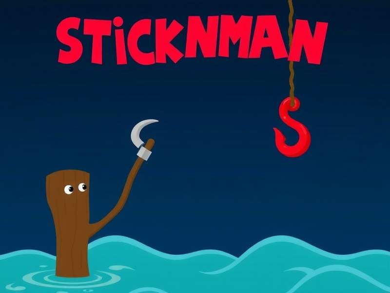 Stickman Hook Game level with obstacles and flag finish