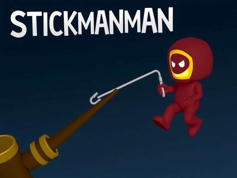Stickman Hook Game swinging through a neon level with grappling hook