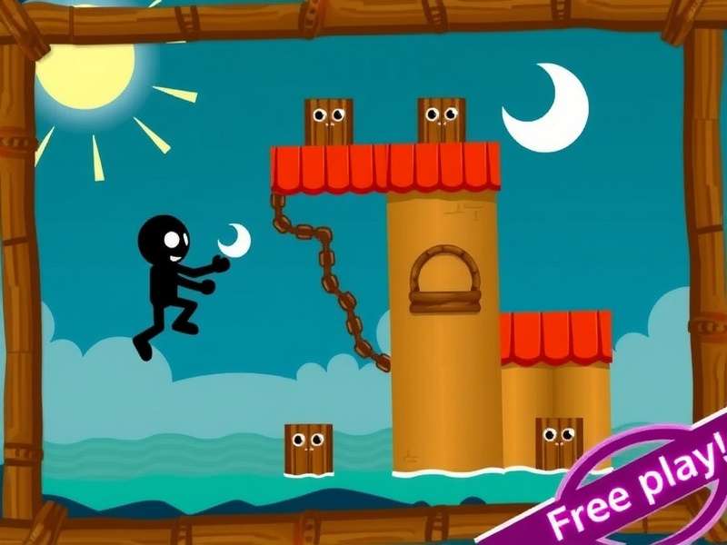 Stickman Hook gameplay swing action with glowing hook trajectory