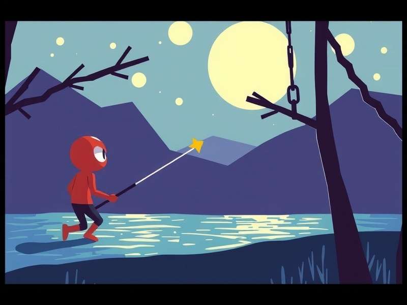 Stickman Hook Poki swing physics gameplay with stickman grappling across vibrant levels