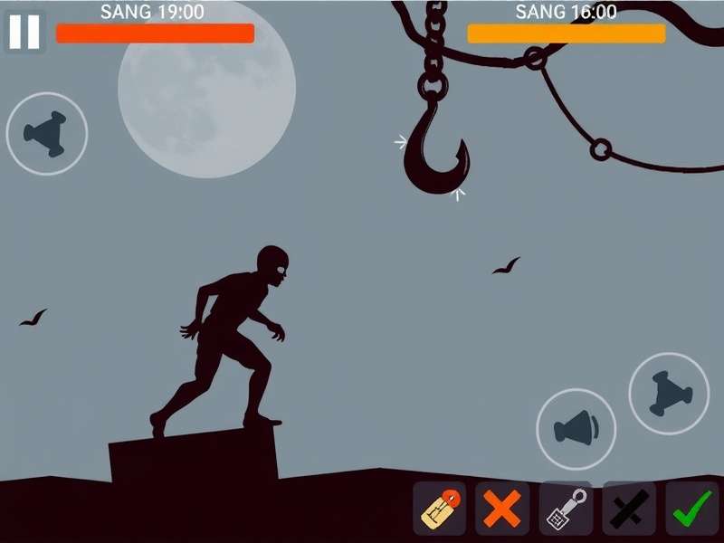 Stickman Hook unblocked gameplay action shot showing a stickman swinging across a vibrant level