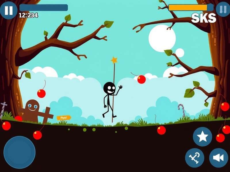 Stickman Hook character swinging between platforms in the Stickman Poki universe