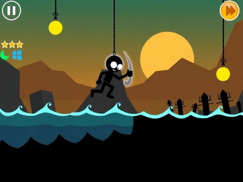 Stickman Hook 3 gameplay action swing and grapple