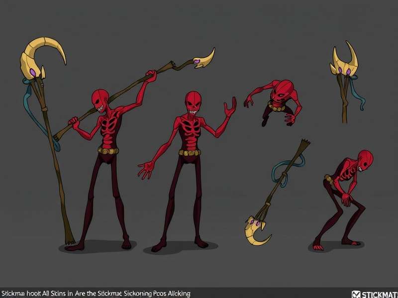 Stickman Hook All Skins complete collection banner showing every skin category