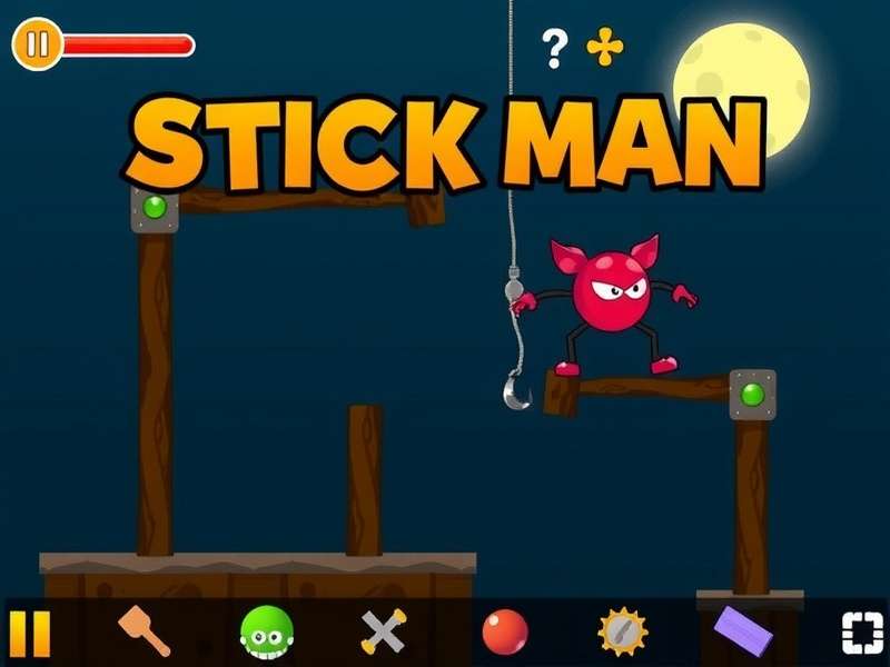 Stickman Hook Game Unblocked gameplay: stickman swinging between anchors with dynamic physics
