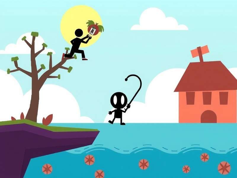 Stickman Hook Poki gameplay swing action with rope physics
